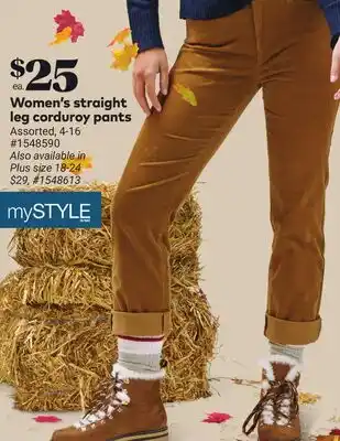 Giant Tiger MyStyle Women's straight leg corduroy pants offer