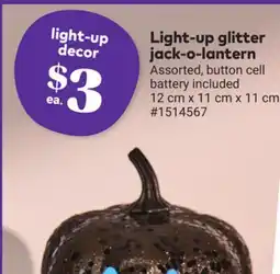 Giant Tiger Light-up glitter jack-o-lantern offer