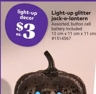 Giant Tiger Light-up glitter jack-o-lantern offer