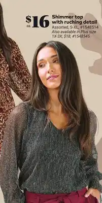 Giant Tiger Lily Morgan Shimmer top with ruching detail offer