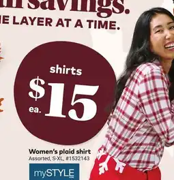 Giant Tiger Mystyle Women's plaid shirt offer