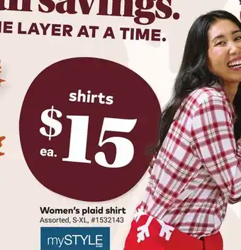 Giant Tiger Mystyle Women's plaid shirt offer