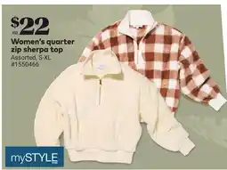 Giant Tiger My style Women's quarter zip sherpa top offer