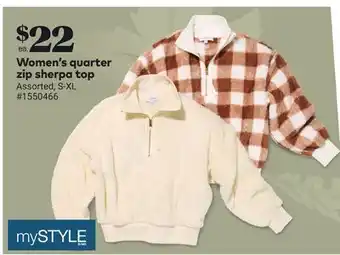 Giant Tiger My style Women's quarter zip sherpa top offer