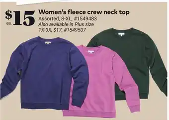 Giant Tiger Women's fleece crew neck top offer