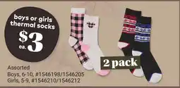 Giant Tiger Boys or girls thermal socks offer
