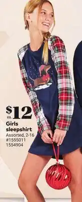 Giant Tiger Girls sleepshirt offer