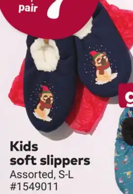 Giant Tiger Kids soft slippers offer