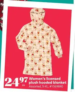 Giant Tiger Women's licensed plush hooded blanket offer