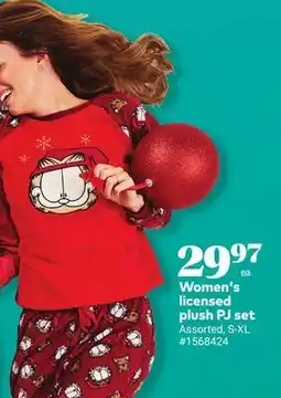 Giant Tiger Women's licensed plush PJ set offer