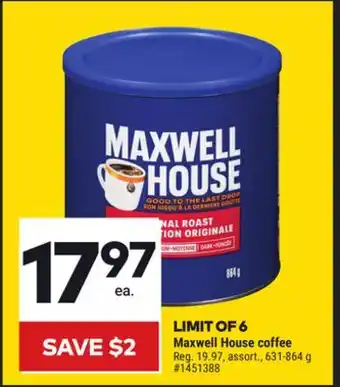 Giant Tiger Maxwell House coffee offer