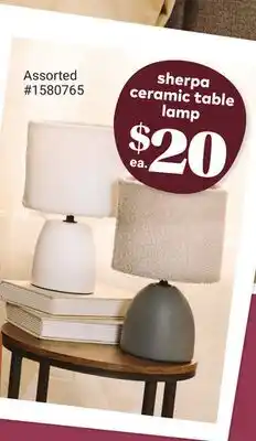 Giant Tiger sherpa ceramic table lamp offer