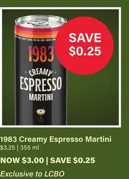 LCBO 1983 Creamy Espresso Martini offer
