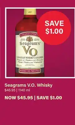 LCBO Seagrams V.O. Whisky offer