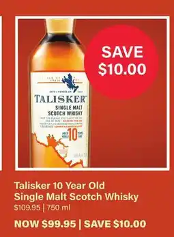 LCBO Talisker 10 Year Old Single Malt Scotch Whisky offer