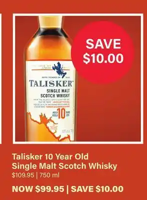 LCBO Talisker 10 Year Old Single Malt Scotch Whisky offer