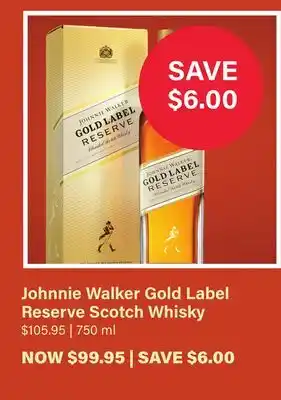 LCBO Johnnie Walker Gold Label Reserve Scotch Whisky offer