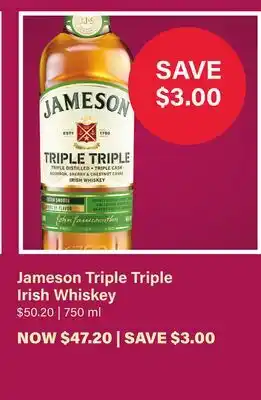 LCBO Jameson Triple Triple Irish Whiskey offer