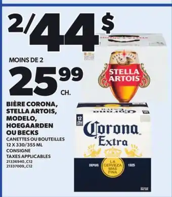 Provigo BIÈRE CORONA, STELLA ARTOIS, MODELO, HOEGAARDEN OU BECKS, 12 X 330/355 ML offer