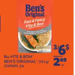 Provigo RIZ VITE & BON BEN'S ORIGINAL, (132g) offer