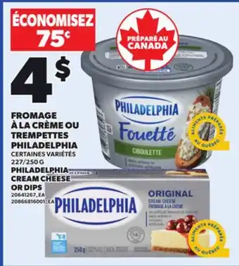 Provigo PHILADELPHIA CREAM CHEESE OR DIPS, 227/250 G offer