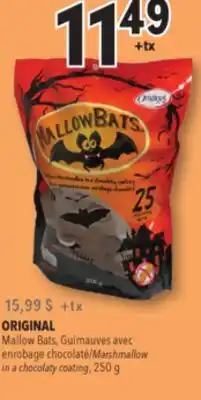 Familiprix ORIGINAL, Mallow Bats, Marshmallow in a chocolaty coating, 250 g offer