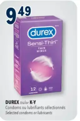 Familiprix DUREX or K-Y, Condoms Selected condoms or lubricants offer