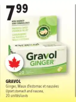 Familiprix GRAVOL, Ginger, Upset stomach and nausea, 20 units offer