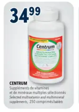 Familiprix CENTRUM, Selected multivatamin and multimineral supplements, 250 comprimés/tablets offer