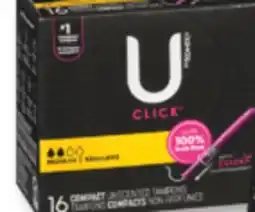 Familiprix U by Kotex Click with Comfortflex compact unscented tampons regular 16un offer