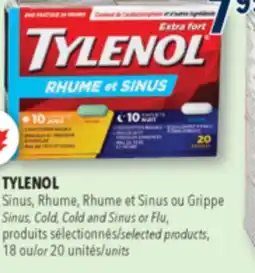 Familiprix TYLENOL, Sinus, Cold, Cold and Sinus or Flu, selected products, 18or 20 units offer