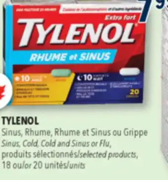 Familiprix TYLENOL, Sinus, Cold, Cold and Sinus or Flu, selected products, 18or 20 units offer