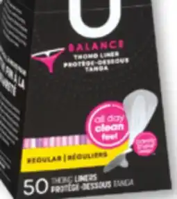 Familiprix U by Kotex Balance thong liner regular 50un offer