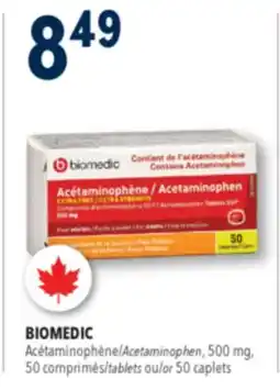 Familiprix Biomedic extra strength acetaminophen tablets for adults 50un offer