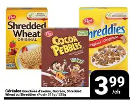 Pasquier Post Céréales Bouchées d'avoine, Sucrées, Shredded Wheat ou Shreddies offer