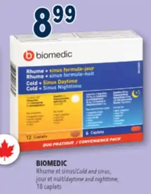 Familiprix BIOMEDIC Cold and sinus daytime and nighttime, 18caplets offer