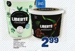 Marché Bonichoix LIBERTÉ CLASSIQUE (650 g) GREC (4 x 100 g) MÉDITERRANÉE (4 x 100 g or 500 g) YOGURT offer