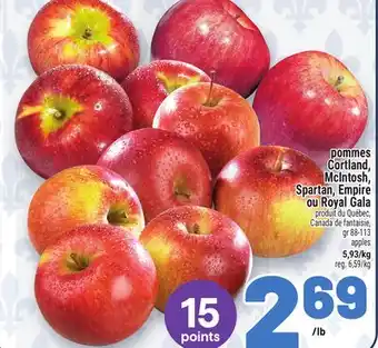 Metro POMMES CORTLAND, MCINTOSH, SPARTAN, EMPIRE OU ROYAL GALA | APPLES offer