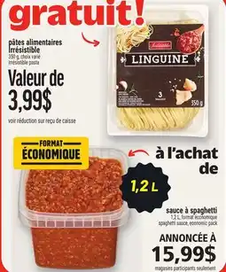 Metro PÂTES ALIMENTAIRES IRRÉSISTIBLE | IRRÉSISTIBLE PASTA offer