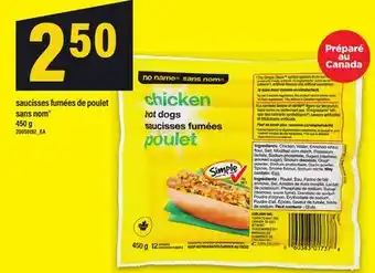 Maxi SAUCISSES FUMÉES DE POULET SANS NOM , 450 G offer