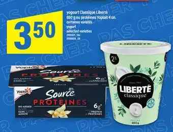 Maxi yogourt Classique Liberté 650 g ou protéines Yoplait 4 un. | yogurt offer