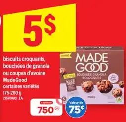 Maxi BISCUITS CROQUANTS, BOUCHÉES DE GRANOLA OU COUPES D'AVOINE MADEGOOD, 175-200 g offer