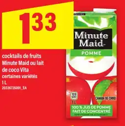 Maxi COCKTAILS DE FRUITS MINUTE MAID OU LAIT DE COCO VITA, 1 L offer