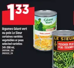 Maxi LÉGUMES GÉANT VERT OU POIS LE SIEUR | VEGETABLES OR PEAS, 341-398 ML offer