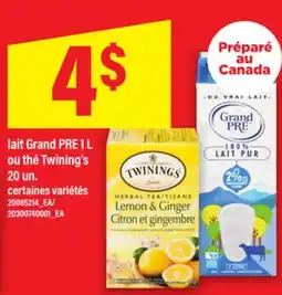 Maxi LAIT GRAND PRE 1 L OU THÉ TWINING'S, 20 UN offer
