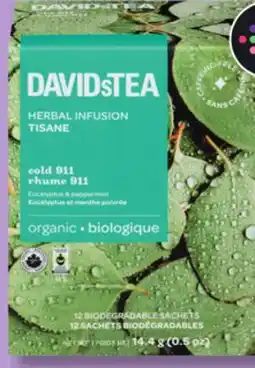 IGA DAVID'S TEA ORGANIC TEA OR HERBAL TEA offer