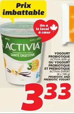 IGA ACTIVIA PROBIOTIC AND PREBIOTIC YOGURT offer