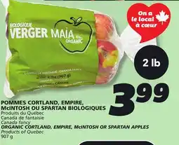 IGA ORGANIC CORTLAND, EMPIRE, McINTOSH OR SPARTAN APPLES offer