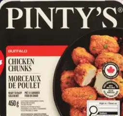 IGA PINTY'S (450 g) FRESH CHICKEN THIGH OR BREAST STRIPS OR BREADED CHICKEN BREAST CHUNKS offer