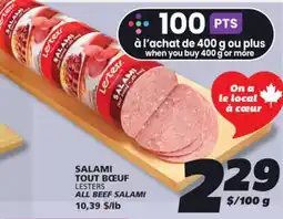 IGA LESTERS ALL BEEF SALAMI offer